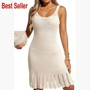 Crochet Knit Swimsuit Coverup Dress Flowy Beach Resort Wear